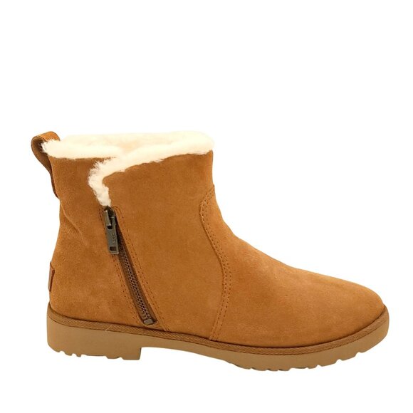 NEW UGG Romely Zip Boots Womens 8.5 Brown Suede Wool Fur Cozy Winter Rustic - Picture 1 of 10